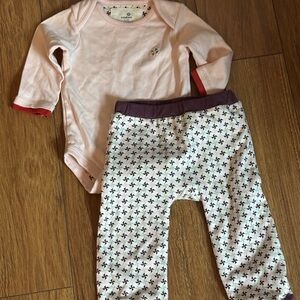 Girls Matching Pink Bodysuit & Floral Pants Set